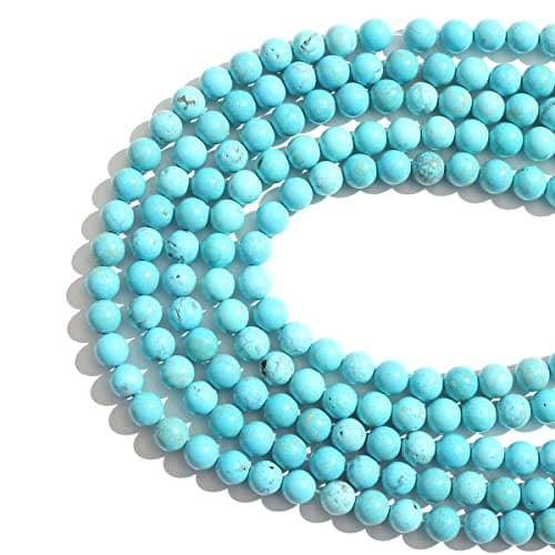 Pierre naturelle 8mm Turquoise ronde en cristal d'énergie pour percer les perles lisses de bricolage pour les bracelets, les colliers et les boucles d'oreilles.