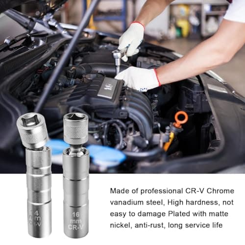 2 Pièces de Cle a Bougie, Douille Bougie 14mm / cle a Bougie 16mm, Outil de Démontage de Bougies, Douille à Bougie Pivotante à Paroi Mince 12 Pans 3/8 Pouces CR-V, Outil Spécial pour Automobiles
