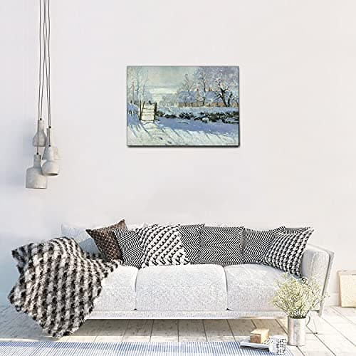 Giallobus - Cadre - Claude Monet - La Pie - Toile - 70x50 - Prêt à accrocher - Peintures Modernes pour la Maison
