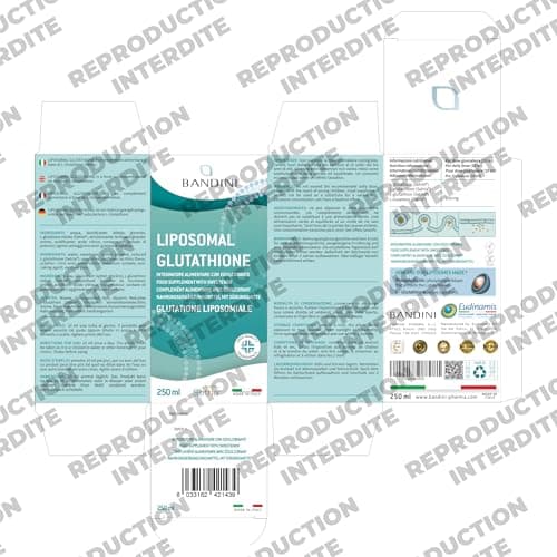 Bandini® Glutathion Liposomal 250 ml - Forme Active L Glutathion Réductase (GSH) Liquide - Puissant Antioxydant & Anti-âge - Protection Cellulaire Optimale - 100% Vegan Sans OGM - Avec Bouchon Doseur