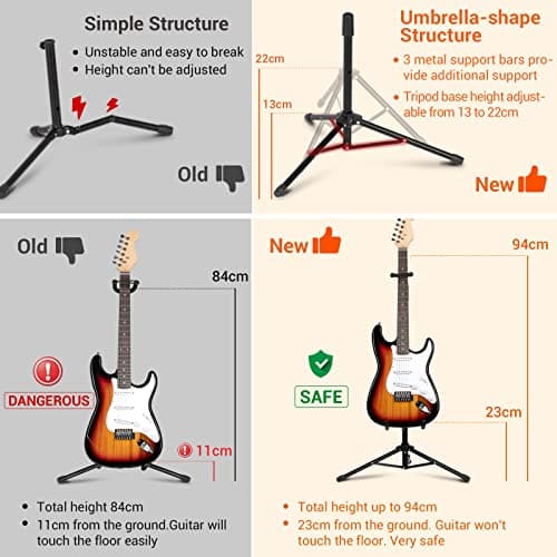CAHAYA Support de Guitare Trépied Réglable Support de guitare pliant portable avec support de cou pour guitare basse classique électrique acoustique CY0253