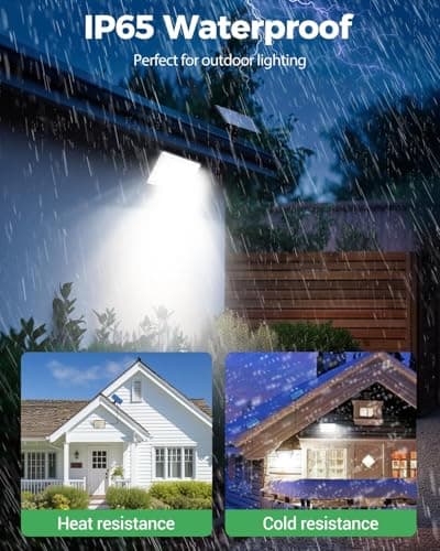 LOTMOS Lampe Solaire Exterieur Detecteur de Mouvement avec Télécommande, 342 LED Lumiere Solaire IP65 Étanche Spot Solaire, 3 Modes Eclairaget Solaire pour Jardin Garage Cour, Blanc Froid