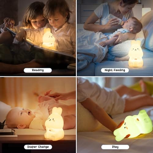 Veilleuse Enfant Bébé 9 Couleurs Veilleuse LED Ours Lampe de Chevet Enfant, Veilleuse USB Rechargeable, Silicone Veilleuse en Pour Cadeau Jouet