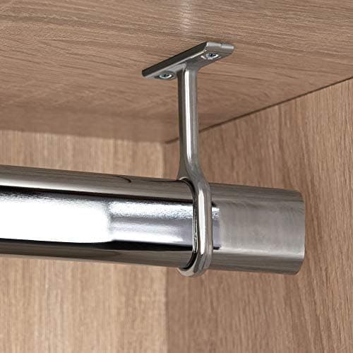 Support central de tube de garde-robe Gedotec pour tringle à vêtements OVAL - TUBES | Fixation métal chromé poli | Support tringle penderie pour bar ovale | 1 Pièce