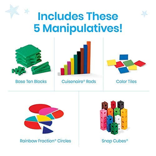 Learning Resources Kit de matériel de manipulation à domicile, objets mathématiques à manipuler pour l’apprentissage à domicile avec des cubes à emboîter, des cubes de base 10, 8+