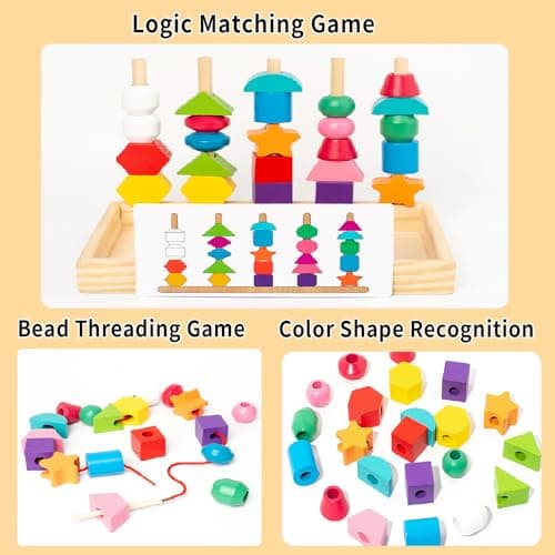 ENIKMOSD Jouet Montessori à Empiler et de Tri 2 3 4 5 6 Ans,Jouet éducatif Enfant,Jouets de Perles de Laçage en Bois,Jouet de motricité pour Bébé Enfant,Jeux D'activité et de Développement