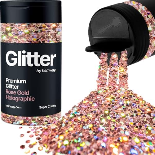 Shaker à paillettes en or rose holographique pour nail art accessoires de festival de Noël résine artisanale super épaisse cosmétique 115 g/4,1 oz