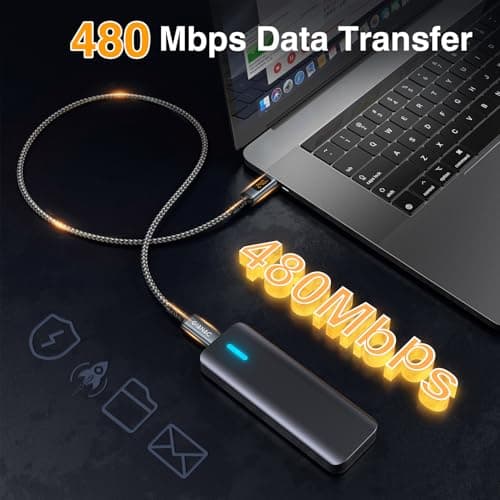 240W Câble USB C vers USB C vec écran LED [1M] Câble USB C PD 48V/5A Câble de Charge rapide USB C vers USB C avec puce E-Mark pour iPhone 15, iPad, MacBook,Galaxy, Huawei,Tablette Google