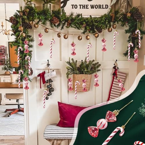 Zfseyuh 24 Pièces Ornements de Sucettes de Noël,Décorations Sapin de Noel Bonbon,Christmas Tree Candy Canes pour Fête de Décoration Noël Nouvel