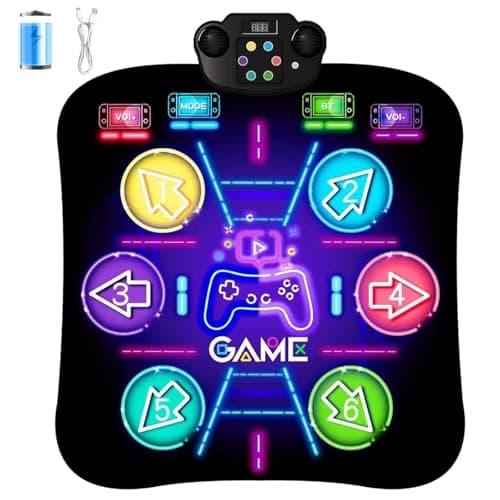 CXWLMAT 2024 Amélioré Rechargeable Enfants Tapis de Danse pour 3 4 5 6 7 8+ Ans, Lumière Filles Tapis Danse avec Batterie de Grande Capacité, Musique Bluetooth Dance Mat Jouets pour Cadeaux de Noël
