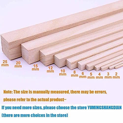 GOONSDS bâtons de Bois tiges de Goujon en Bois - Longueur 50 cm Bâtons de Bois Dur Non Finis pour l'artisanat et Le Bricolage,Width 6mm
