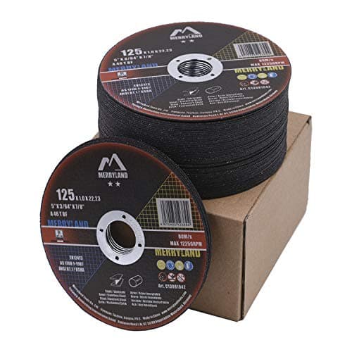 Merryland Disque à Tronçonner 125 Métal INOX Acier Fer, 125 X 1,0 mm Disque de Coupe 50 Pièces, Disque Découper pour Meuleuse d'Angle, Craft-line C13081042