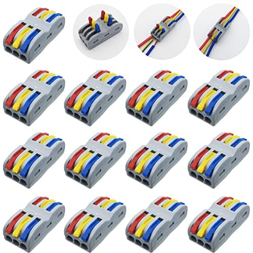 Connecteur Electrique, CESFONJER SPL-3 Bornes de Connexion, 3 in 3 out 6 Ports Compact Connecteur Ressort Bornier (13 Pcs)