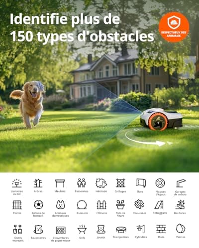 Navimow i105E Robot Tondeuse sans Fil périphérique 500 m2, RTK+Vision Tondeuse Robot Gazon, IA cartographie Automatique, Limite virtuelle, Gestion multizone
