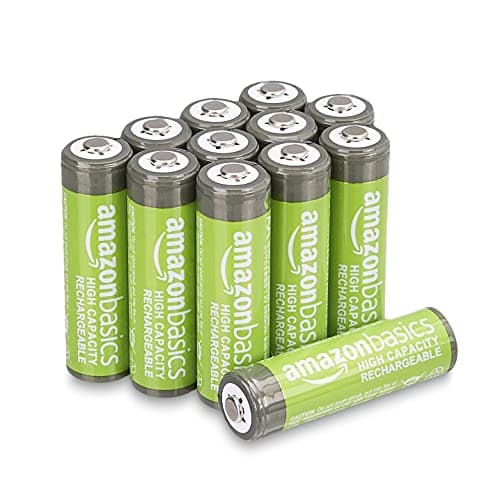 Amazon Basics Piles Rechargeables AA Haute Capacité, NiMH, 2400 mAh, pré-chargées - Lot de 12