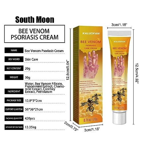 Crème Bee, Creme Psoriasis, Kaluofan 2PCS Youth d'abeille Psoriasis, Pierre Jaune Poudre Psoriasis, D'abeille,Crème D'abeille Crème de Psoriasis Bee