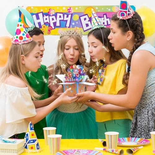 JIZZU Carte d'anniversaire Musicale, Pop-up 3D Carte Anniversaire avec Bougie à Souffler Music Lumière, Carte d'anniversaire pop-up 3D avec Enveloppe pour Femmes Hommes Filles Amis Mères