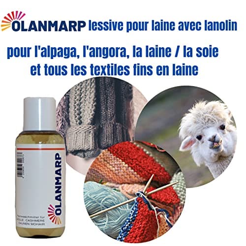 Olanmarp Lessive en laine - Lessive liquide liquide pour laine, angora, alpaga, duvet, mohair (100 ml, sans filet à linge)