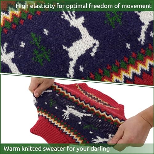 KONVINIT Pull Noel Chien,Hiver Tricot Pull de Noël pour Animaux de Compagnie à Col Roulé Pull-Overs pour Chiens,pour Petit Moyen Grand Chien Chiot