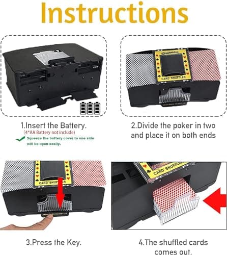 FSTgo Mélangeur de Cartes Électronique Automatique -Jeux Équitables - Distributeur de Cartes à Jouer Personnes Âgées - Mélangeur de Cartes pour 1-4 Jeux de Cartes
