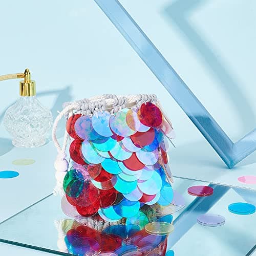 PH PandaHall 240g Grandes Paillettes pour L'artisanat, 8 Couleurs Paillettes Rondes Plates PVC Paillettes et Paillettes Lâches pour Broderie Applique Tricotage Artisanat et Embellissement
