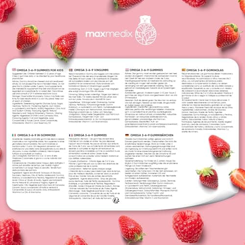 Oméga 3 Enfants - Huile de Perilla 400mg/Portion (ALA 60%) - 120 Gummies Vegan (3-12 Ans) Pour La Croissance Des Enfants - Gummies Enfants Goût Fraise, Framboise - Alternative à l'Huile de Poisson