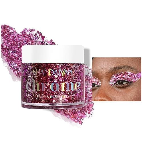 Caméléon visage corps Flash, Mermaid Chunky Flash ombre à paupières changeant de couleur Flash yeux, visage, cheveux et corps vacances Flash cosmétiques 1.13oz (#04)