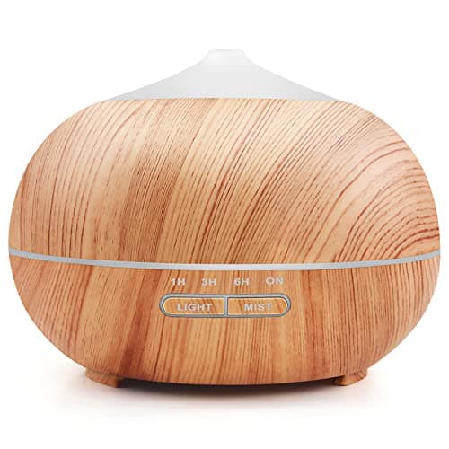Humidificateur d'air Diffuseur d'Huiles Essentielles: 400ml Humidificateur Ultrasonique Diffuseur Aromathérapie avec 4 réglages de minuterie 7 Couleurs Lumières LED pour la Maison Bureau Chambre