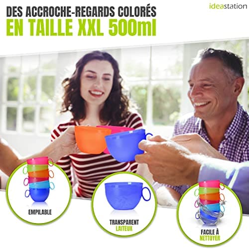 idea-station Neo grande tasse plastique 6 x 500 ml - couleur - tasse a cafe - camping mug xxl en plastique