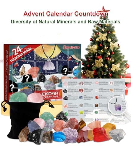Calendrier de l'Avent 2024 pierre precieuse, Calendrier de l'Avent Enfant et Fossile pour Filles Garçons Cadeau de Noël