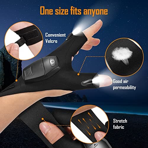 KEZKALS Cadeau Homme/Femme Original, Rechargeable Pêche Gants LED Lumières étanches, Idee Cadeau Fete des Peres Original, Idee Cadeau Homme Original, Cadeau Anniversaire Homme, Idee Cadeau Homme Noel