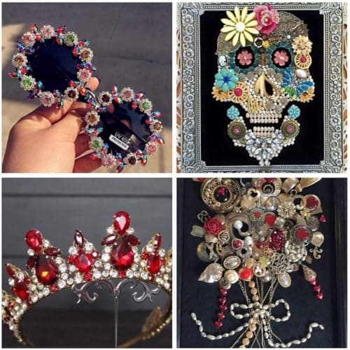 186 Pcs Couture Strass, Strass a Coudre Griffes en Métal Incrustées, Strass Decor Verre Strass Cristal Pour les vêtements de Bricolage, Les Accessoires de Diamant Cousus à la Main (Couleur Mixte)