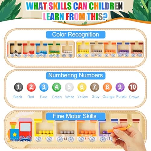 Ainiv Labyrinthe Magnétique de Couleurs et de Chiffres Enfant, Plateau de Jeu de Puzzle Magnétique, Jouets en Bois Jouets Montessori, Jouets Éducatifs pour Garçons et Filles de 3 4 5 6 7 Ans (Train)