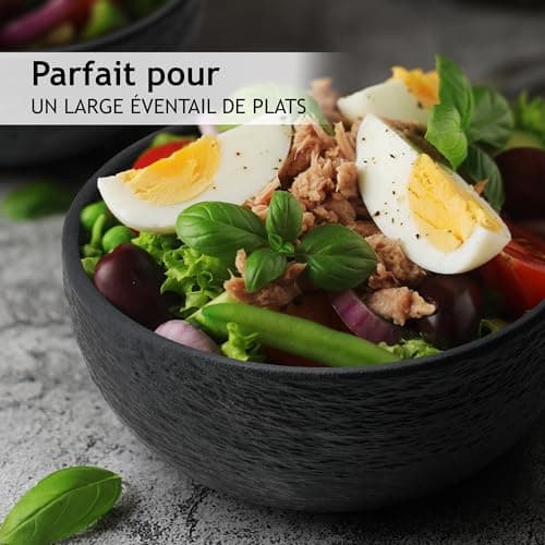 MIAMIO - 750 ml Bols/Saladiers, ensemble de 4 bols, bols à soupe, bols à céréales, bols de service en céramique - adaptés au micro-ondes, au lave-vaisselle et au four - Collection Oasis