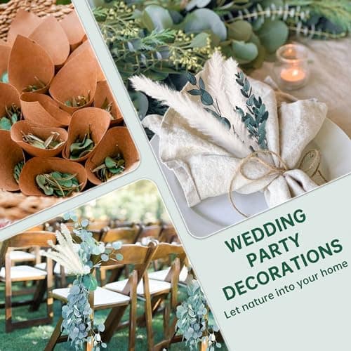 ZJTAPE Pampa Séchées - Eucalyptus Séchés Naturel, Decoration de Bouquet de Fleurs Séchées Travaux Manuels pour Table de Mariage, Vases de Salon, Mariage, Décoration d'intérieur Boho