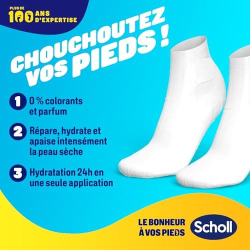 Scholl Masque Pieds Nourrissant à l'Huile de Noix de Coco: Sans parfum ni colorants pour peaux sèches. Chaussettes hydratantes non grasses, faciles à utiliser. Emballage et masque recyclables, 1 paire
