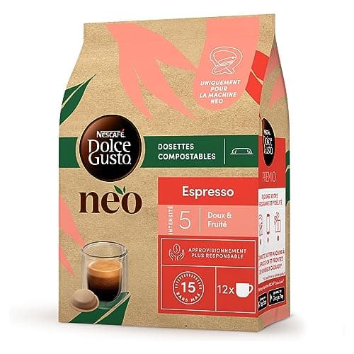 NEO Espresso par NESCAFÉ® Dolce Gusto® - 72 dosettes de café compostables à base de papier (6 boîtes de 12 dosettes)