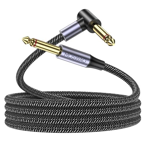 MOSWAG Câble Guitare, Câble Instrument Guitare 3m, Câble Guitare électrique Ampli, Câble Jack Coudé de Guitare électrique, Câble D’instrument Tressé Compatible Guitare Basse, Electrique, Amplificateur