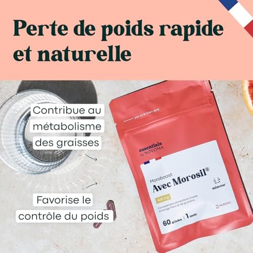 Morosil® 400 mg avec Guarana - Soutien pour le Métabolisme et le Contrôle du Poids, 60 Gélules Végétales, Cure de 1 Mois, Fabriqué en France, Essentials by Novoma