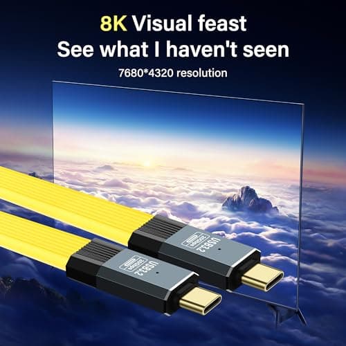 SinLoon Câble USB C vers USB C Câble de charge rapide USB 3.2 Gen 2, support charge rapide 5A/100W, transfert de données 20Gbps, sortie vidéo 8K à 60Hz, compatible Thunderbolt 3 pour -Jaune