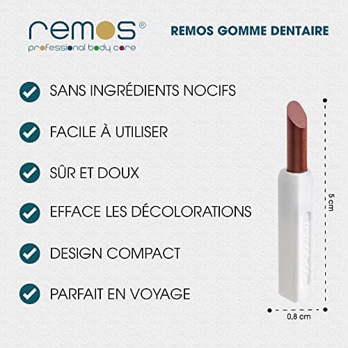 REMOS Gomme dentaire - polisseur en cas décoloration due tabac, thé, café & vin