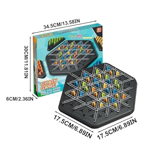 Jeu De Triangle en Chaîne, Jeu De Chevi Lles Interactif,Jeu De Société Peg,Jeu De Triangle en Chaîne Amusantavec 4 Chevi Lles De Couleur Et Élastique Blanc pour Les Réunions De Fami Lle Et Voyages