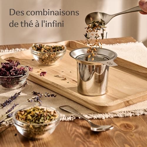 Cosumy Tasse à Thé avec Infuseur et Couvercle 400ml Grand - Céramique - Reste Chaud Longtemps (Bleu Profond)