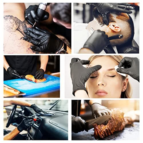 200 gants Nitrile M Noirs sans poussière, sans latex, hypoallergéniques, gants pour esthéticiennes, tatoueurs, domaines médicaux, manipulation des aliments gants jetables (Taille M)