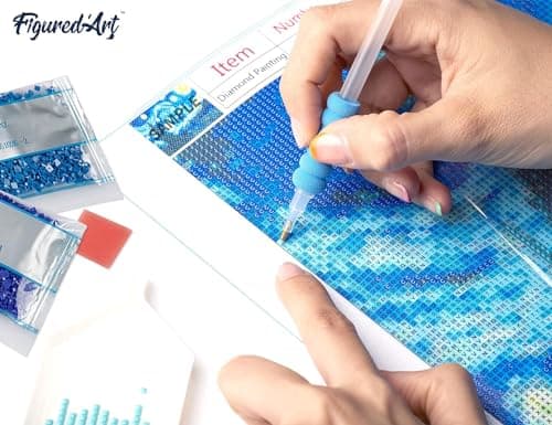 Figured’Art Diamond Painting Broderie Diamant 40x50cm Toile Entière Roulée avec Strass Perles Carrés - Van Gogh Terrasse de Café - Kit Complet 5D DIY Activité Manuelle Loisirs Créatifs Adultes