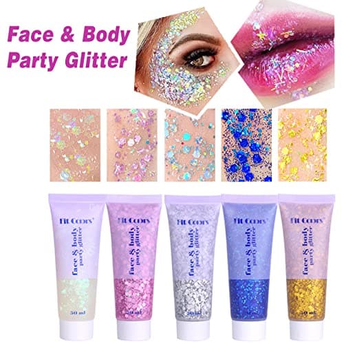 Miioto Gel Paillettes Visage,Paillette Cheveux Visage,Maquillage Paillette Paillettes Corps,Sequins Glitter pour Cosmétique Visage Lèvres Ongles Festival Fête Maquillage Décoration 3 Couleurs (A)