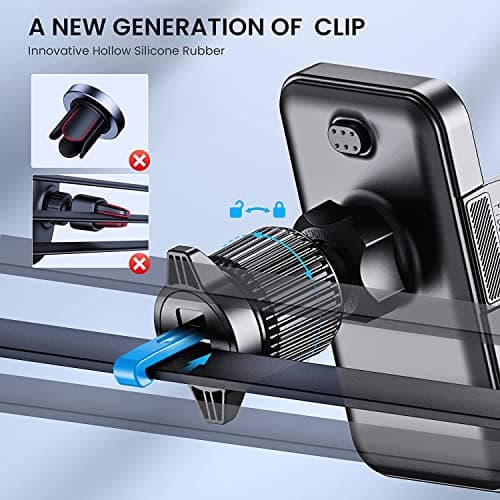 Support Téléphone Voiture [Clip de Qualité Militaire] Porte Téléphone Rotatif à 360 Degrés pour Grille D'aération de Voiture GPS pour Smartphone iPhone Android (Noir)