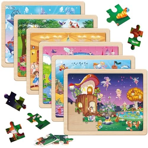 SYNARRY Puzzle Enfant 3 4 5 6 7 8 Ans, Puzzle Bois 6×60 Pièces, Jouet Educatif Préscolaire, Jouets Cadeaux pour Enfants de 3 à 8 Ans Filles Garçons