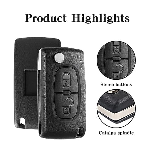 BouGPeng 2 Boutons Coque de Clé de Voiture Compatible avec Peugeot CE0523 207 307 308 407 607 608 Partner Citroen C2 C3 C4 C5 C6 Boîtier Clé Télécommande Clef de Voiture de Remplacement