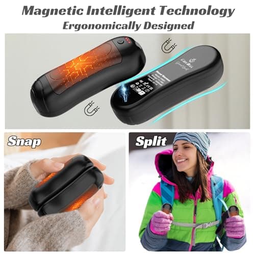 FANDLISS Chaufferette Main Rechargeable,6000 mAh Chauffe Mains Cylindriques,3 Modes de Chauffage,2024 Electrique Chauffe Main USB pour Sports Travail en Extérieur Camping Randonnée-Noir